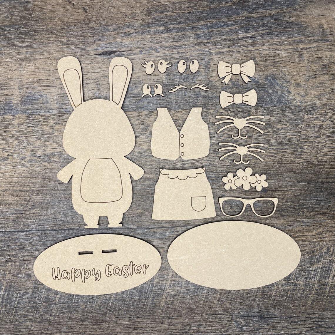 Haoser Easter Bunny with Custom Faces and Clothes for DIY Craft Kits, Kids Coloring kits-24 pc - Haoser