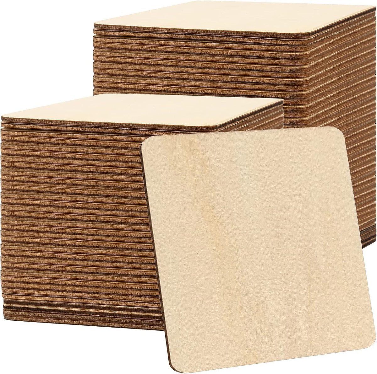 Haoser Wood Squares for Crafts, Unfinished Wooden Square Cutouts,Unfinished Round Square Wood Slices Board for Resin Art, Mandala Art, Pyrography, Painting, MDF Square Board - Haoser