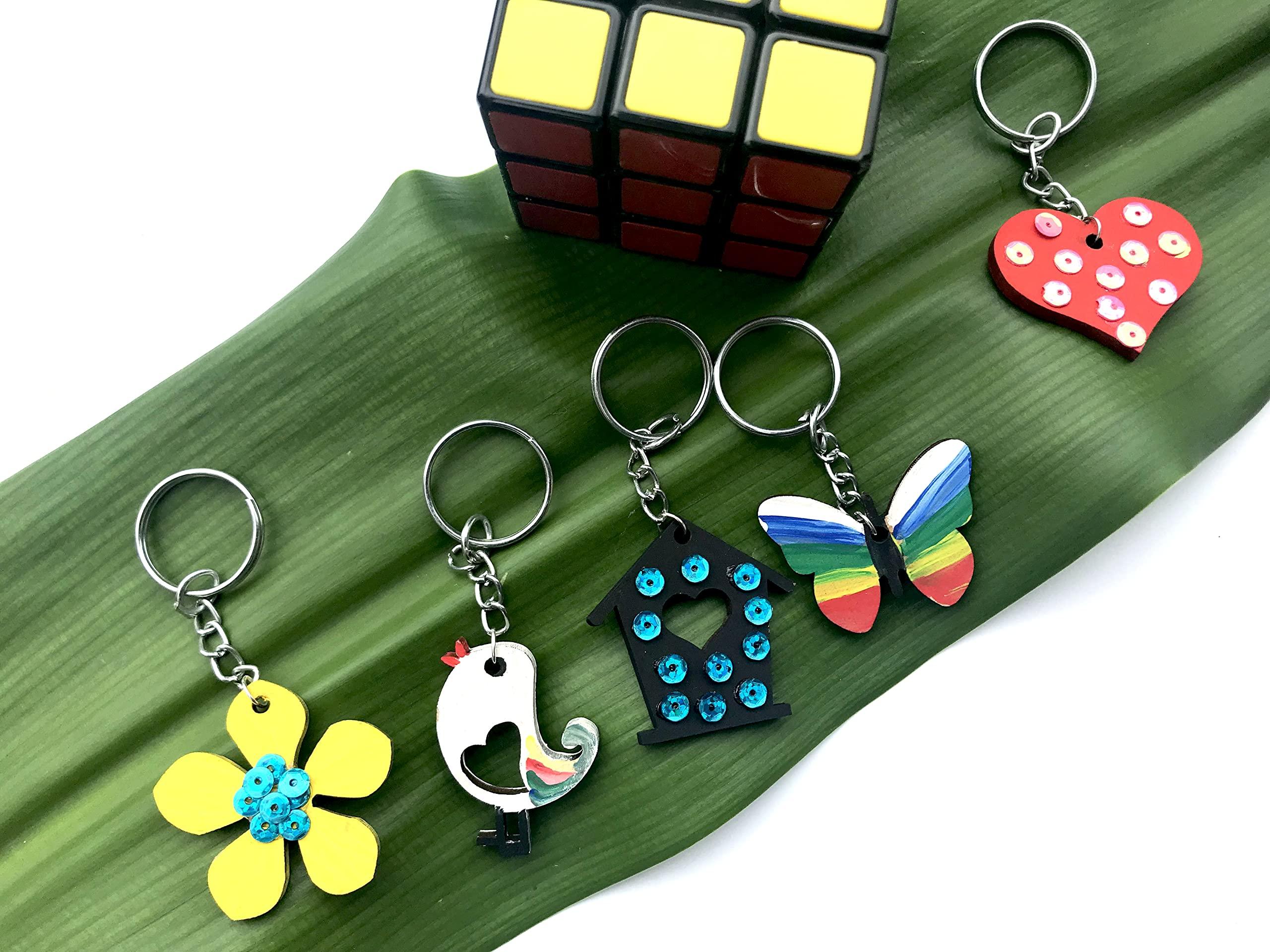 The Brown Box MDF Cut-Out Key Chain Making Kit for Kids,Art and Craft for Kids Ages 4-6, 6-8, 8-12,Hobby kit,Gifts for Boys and Girls, DIY Activity Kit,Birthday Return Gift. - Haoser