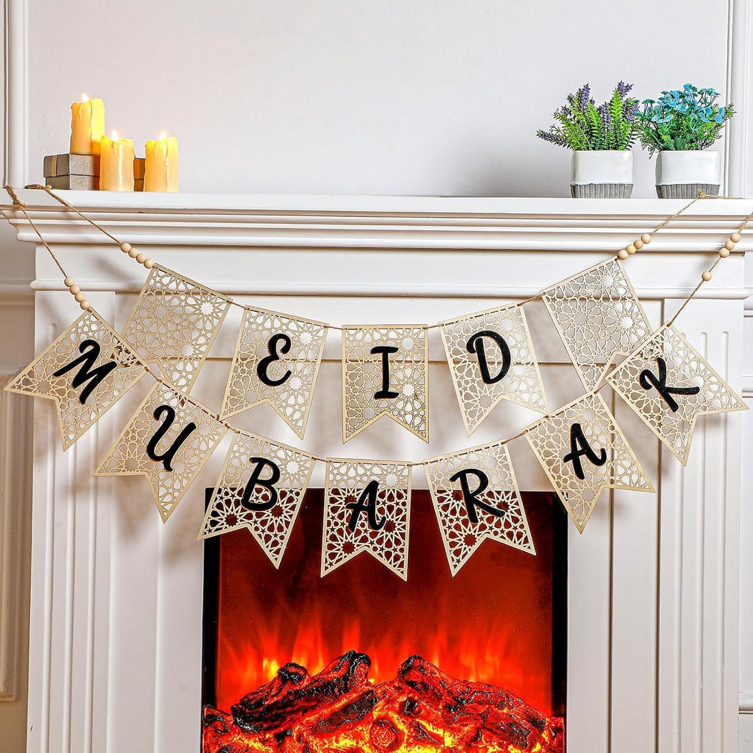 Haoser Ramadan Banner Set Wood Ramadan Decoration
