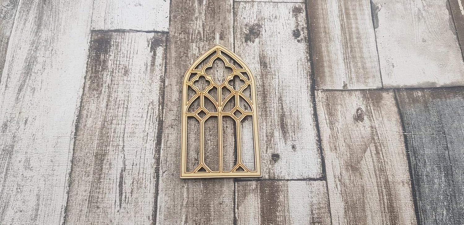 Set of 6 Gothic Cathedral Window Frame Craft Blanks | 4 Inch Wooden Window Shapes