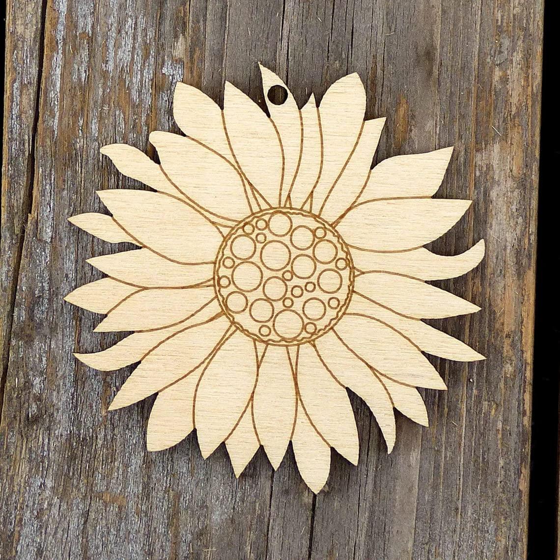 Haoser Unfinished Sunflower Wood Cutout Sunflower Sign Cutouts Sunflower Wood Door Hanger with Natural Rope for DIY Painting Hanging Welcome Sign Spring Summer Home Decoration , 2inch Pack of 20 - Haoser