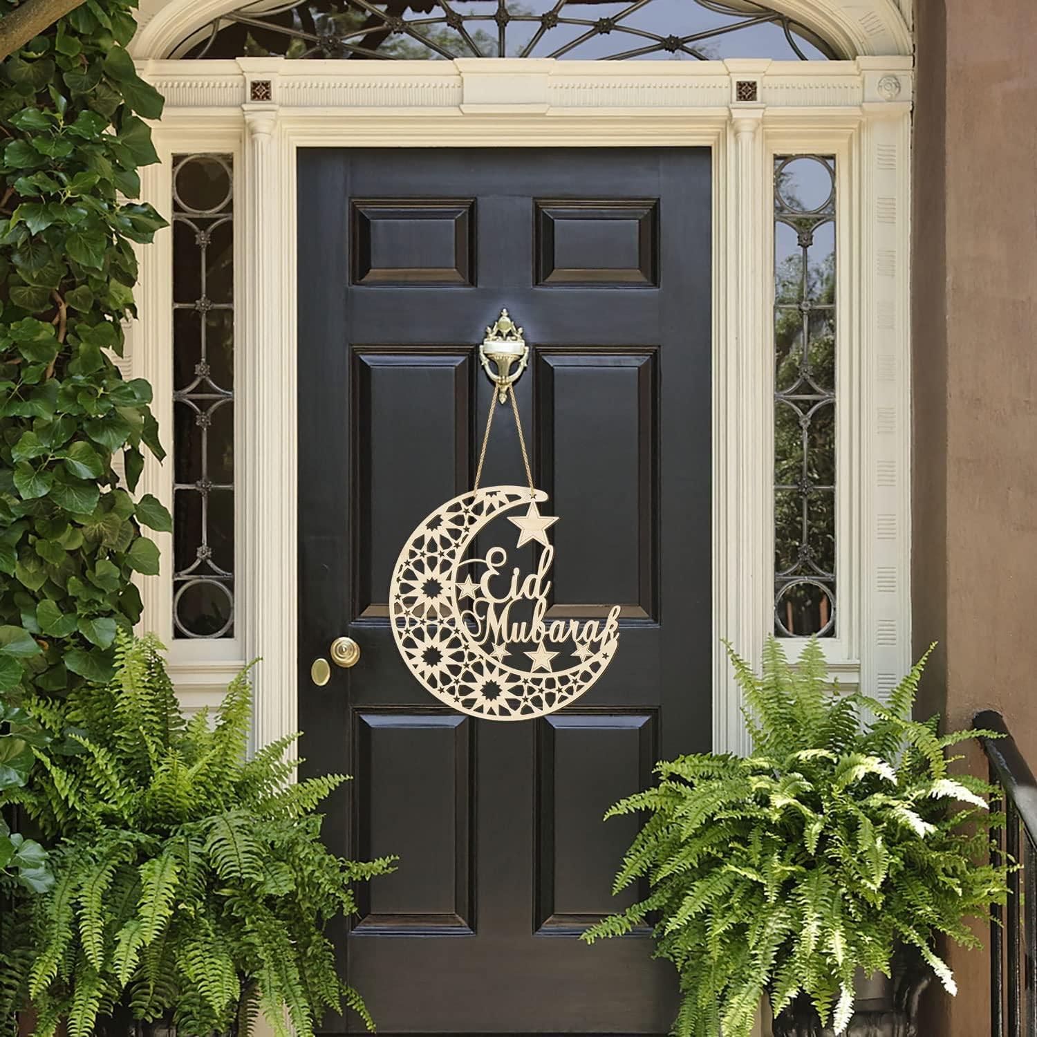 Haoser ramadan decor,Eid Mubarak Door Sign Wooden Hanging Signs,Ramadan Decorations for Home, Ramadan Door Decoration,eid gift items - Haoser