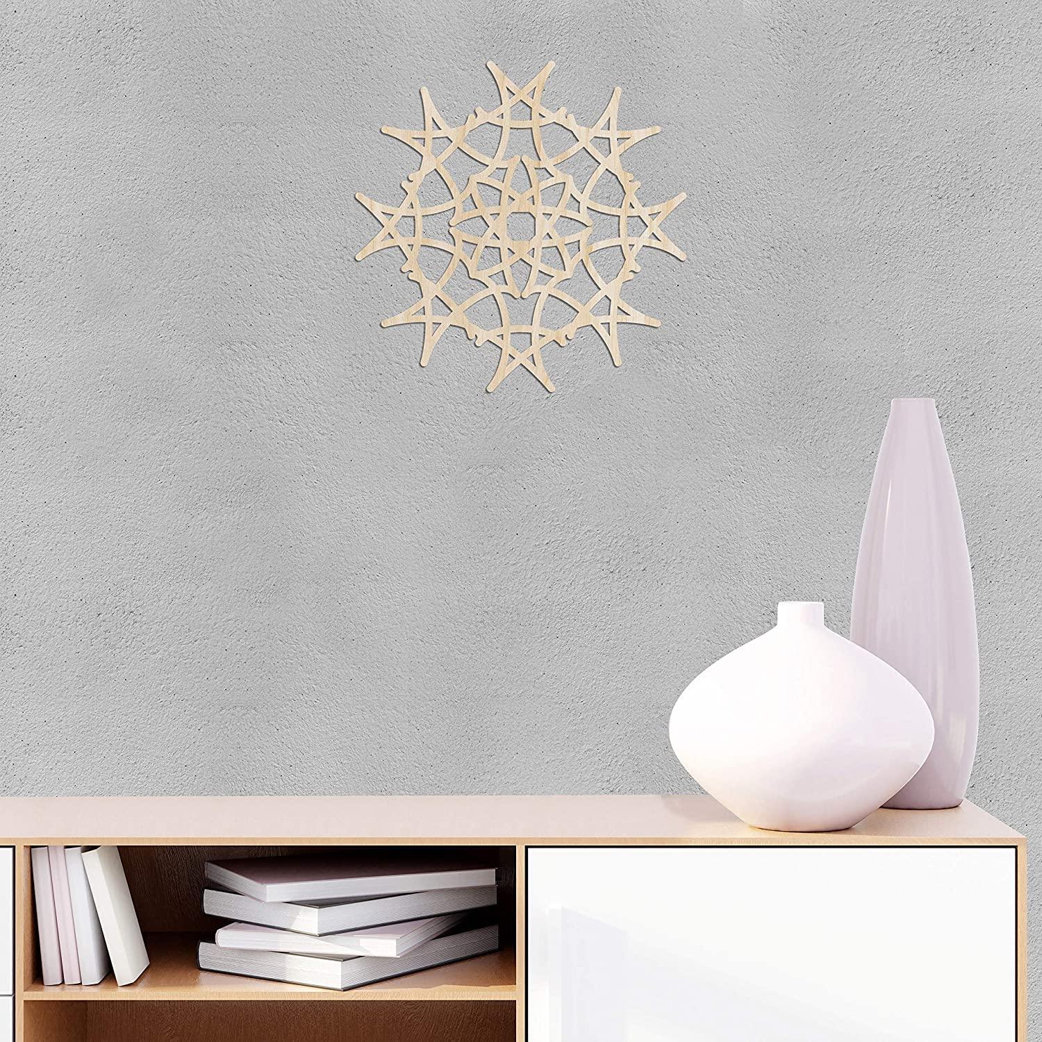 Haoser Mandala Wooden Wall Art, Whirl Look Lattice Abstarct Geometric, Birch Wood Plywood Rustic Wall Art Accent for Hallway Bedroom Living Room Cafes and Offices (Mandala Design-22_30CM) - Haoser