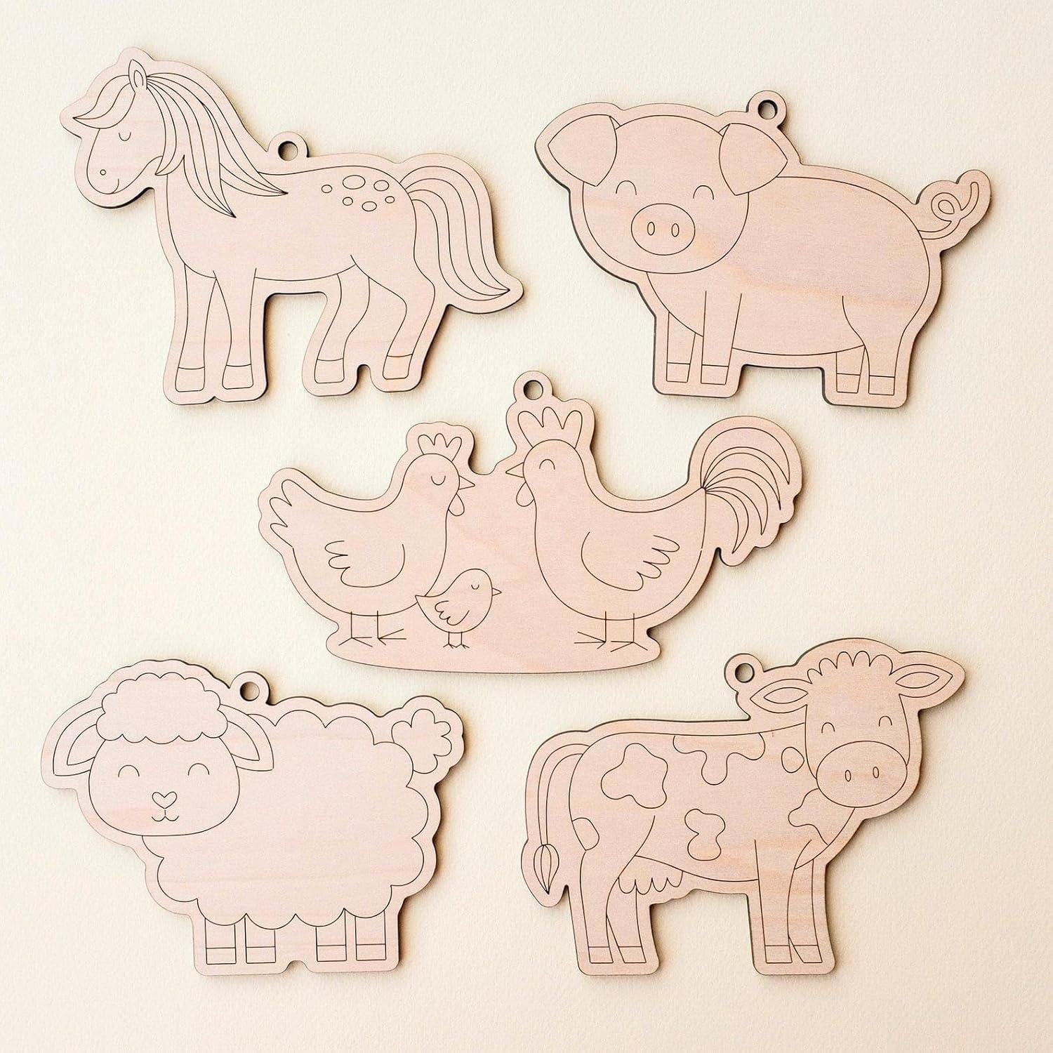 12 Pcs Farm Animal Paint Kit for Kids | DIY Craft Kit 4 Inch | Wooden Coloring Activity Set