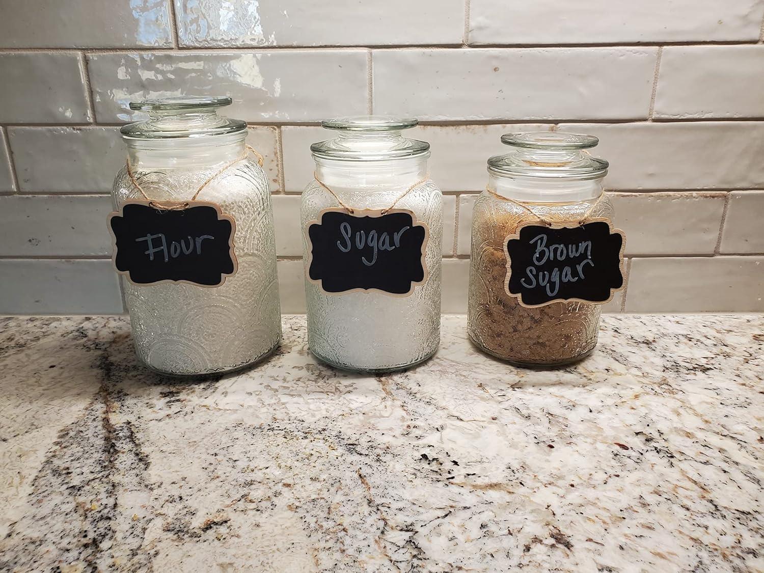 Haoser Chalkboard Tags with Jute Twine, Mini Erasable Chalkboards with Hanging String, Wooden Mini Chalkboard Signs, Hanging Chalkboard Labels, Price Tags, Message Tags - Haoser