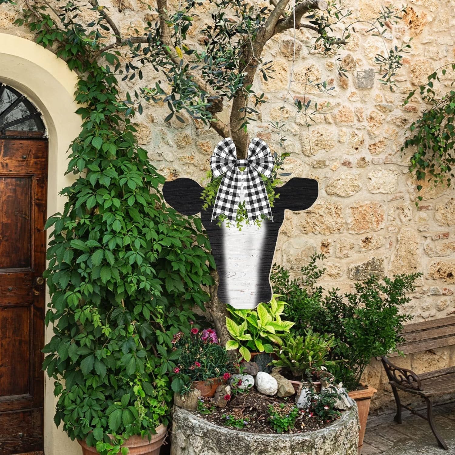 4 Pcs Cow Head Wooden Door Hanger Cutouts | Unfinished Farmhouse