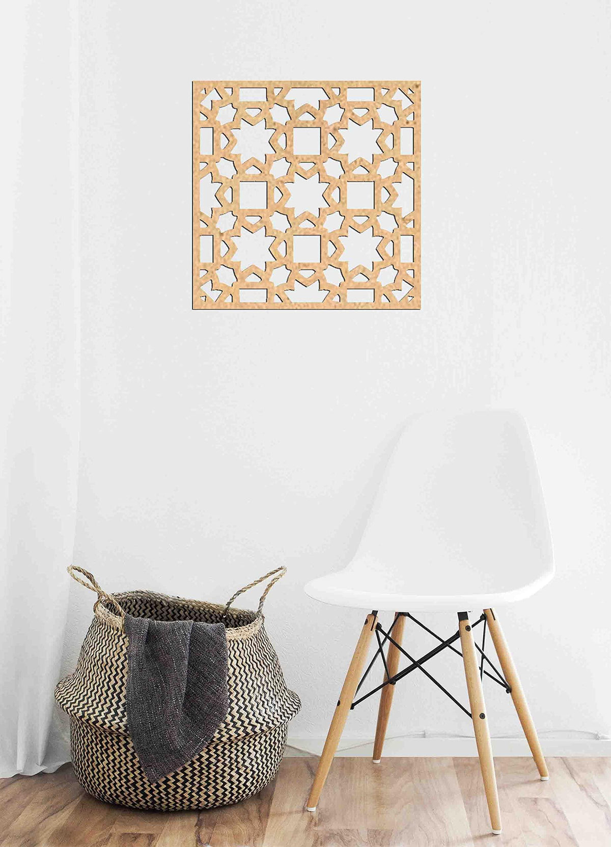 Haoser Birch Ply-3mm Wooden Panel for Room Divider/Partition, Wall Decor Pack of 1 Geometric Laser Cut Carved Panel  (Panle-4) - Haoser