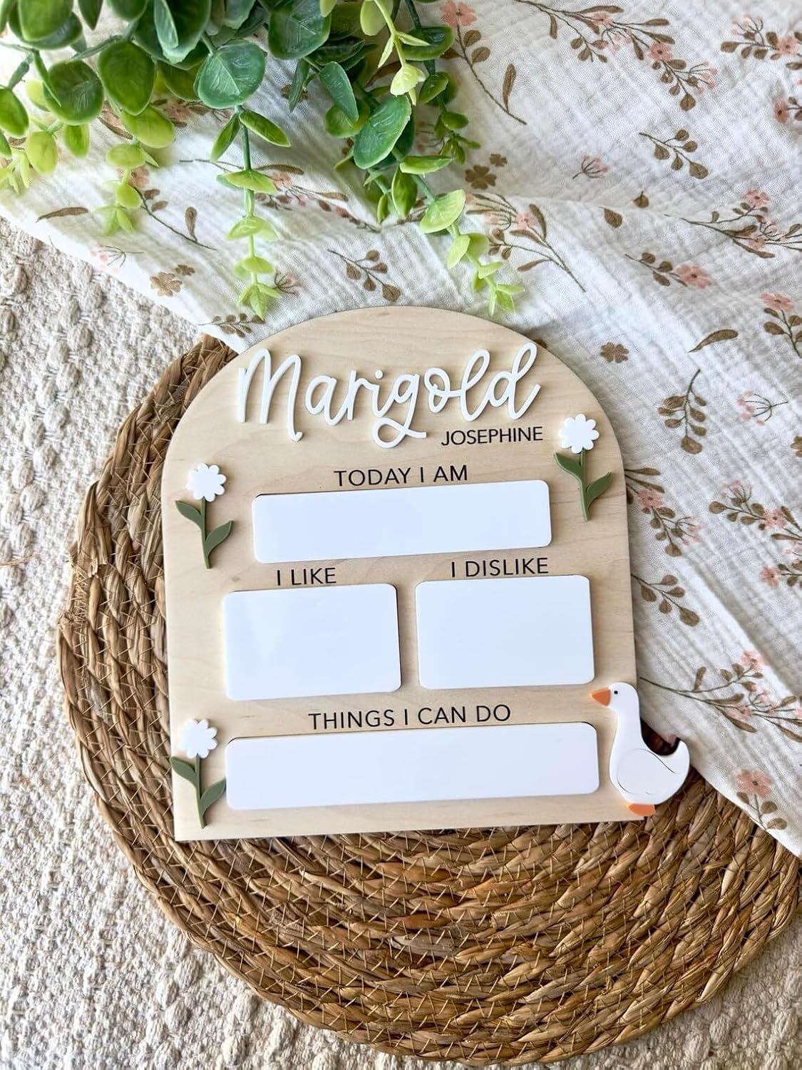 Goose Monthly Milestone Dry Erase Board | 6 Inch Arch-Shaped Wooden