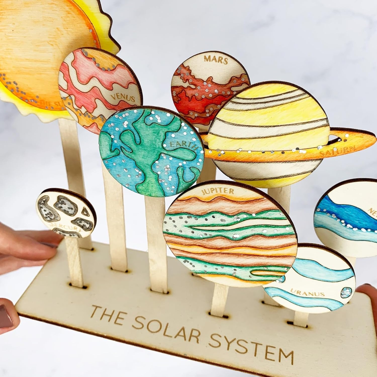 Solar System Wooden Craft Kit for Kids | 9.44 Inch MDF DIY Painting & Learning Kit