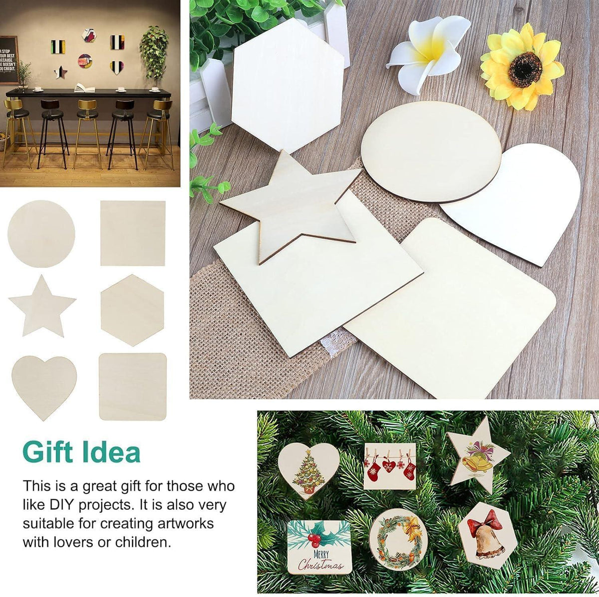 Haoser Pack of 20 Blank Wooden MDF Square Coaster for Craft Painting, DIY Square MDF Boards, MDF Cutouts for Art and Craft (4x4 Inch) - Haoser