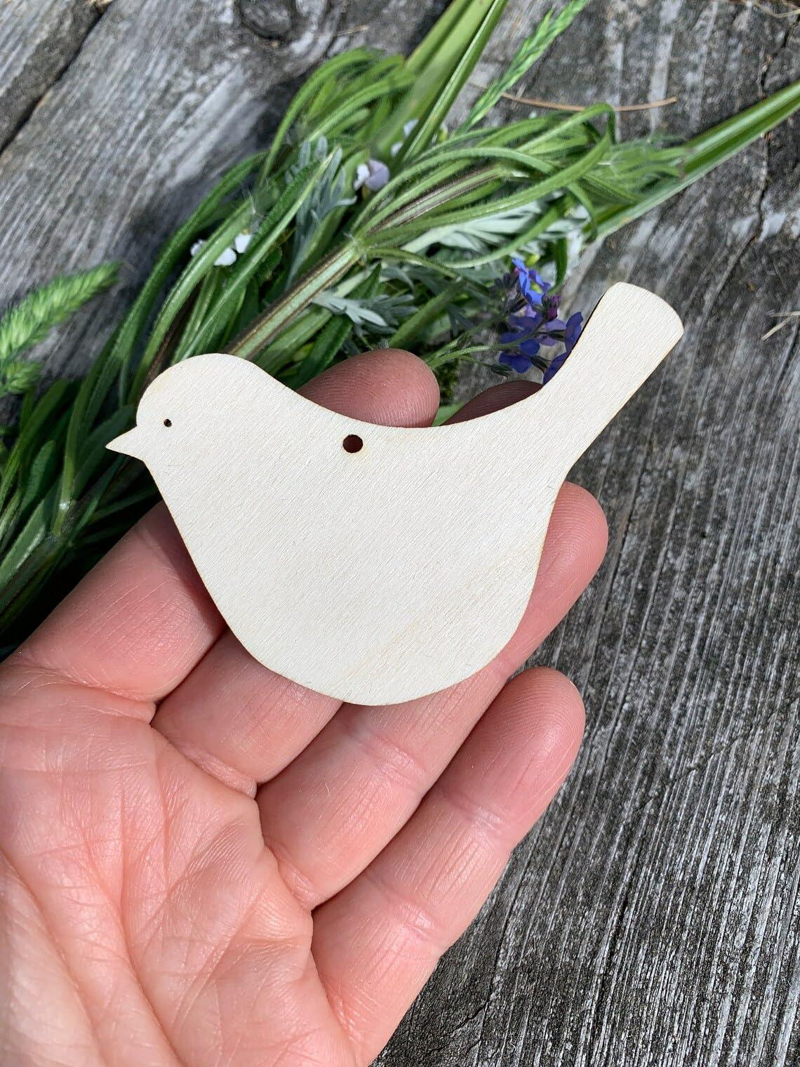 Haoser 12 Piececs Wooden Bird Cutouts, Dove Shapes Birds for Craft,Bird Wood DIY Crafts Cutouts,Unfinished Wood Birds, Bird Wood Shapes, Hanging Wooden Birds Ornaments,Wooden Cutouts Wood Bird - Haoser