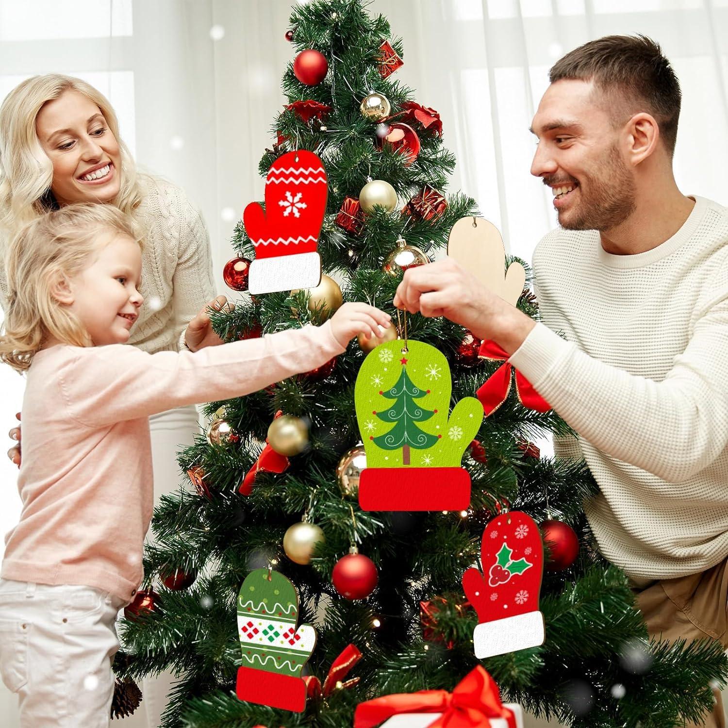 Curious Button 5 Pieces Unfinished Wooden Gloves Style Hanging Ornament for DIY Home Decoration, MDF Cutouts, Perfect Wooden Cutouts for Home Decor, Charming Wooden Hanging Ornaments (6.7x6.3IN) - Haoser