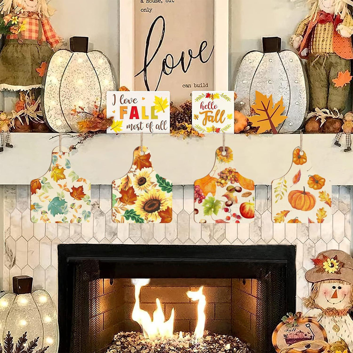 Curious Button 5 Pieces Unfinished Wooden Board Shape Style Hanging Ornament for DIY Home Decoration, MDF Cutouts, Perfect Wooden Cutouts for Home Decor, Charming Wooden Hanging Ornaments (7x5.4IN) - Haoser