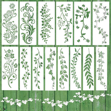 14 Pcs Leaf Stencil Set for Painting – Reusable Plastic Floral & Leaves Templates for Canvas