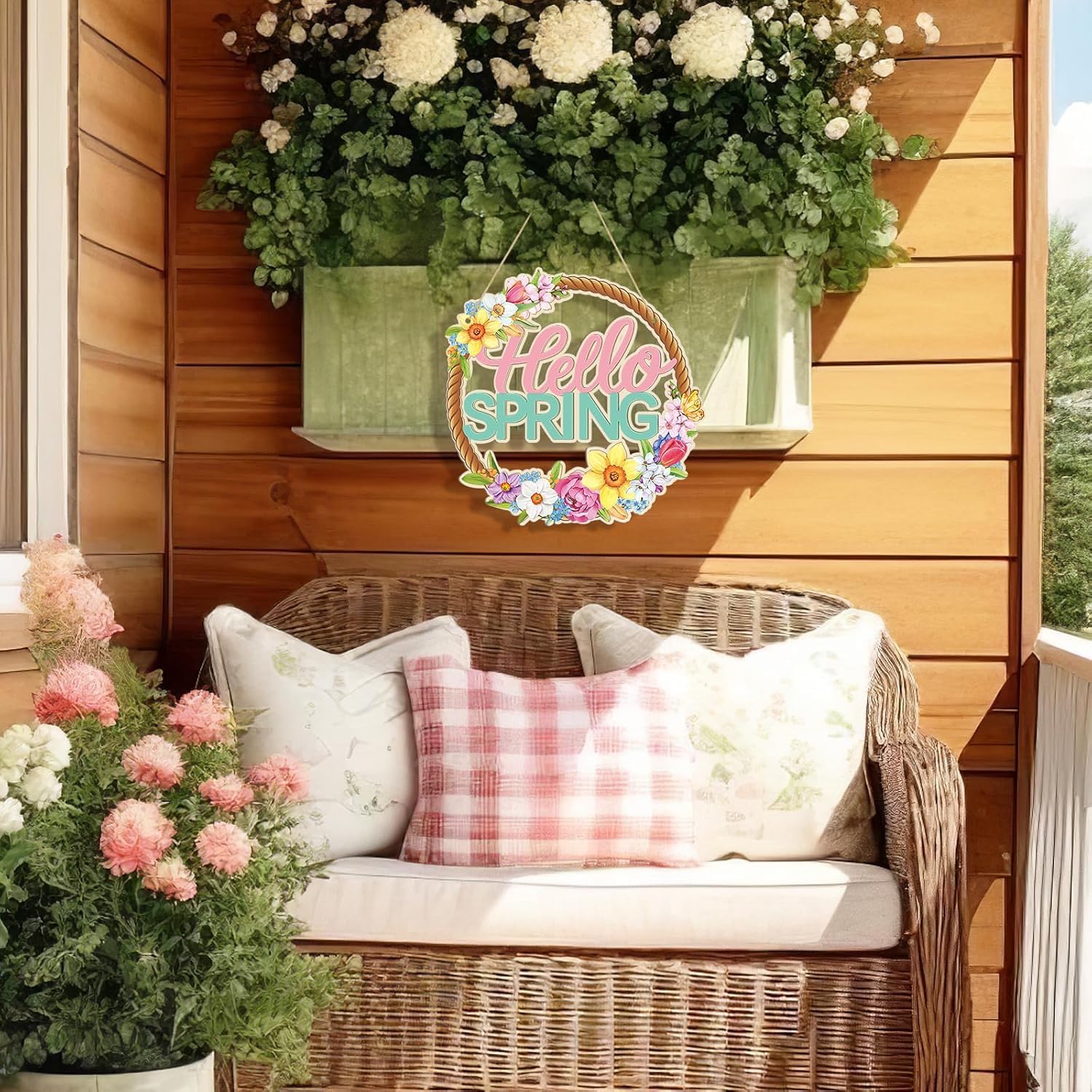 3 Pcs Wooden Spring Ornaments to Paint, Flower Wooden DIY Blank Unfinished Round Wood