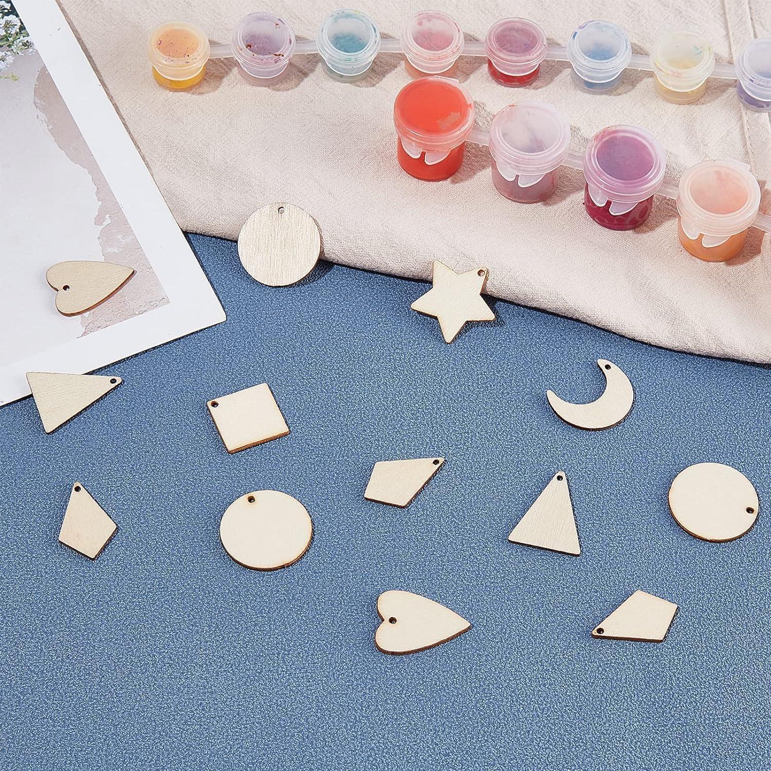Haoser 8 Styles Wood Blank Earrings Kit-Unfinished Blank Wooden Earrings for Women Jewelry Making and DIY Crafts -Pack of 80 Wood Pendants Mix Shapes for Earring Necklace Jewelry DIY Craft Making - Haoser