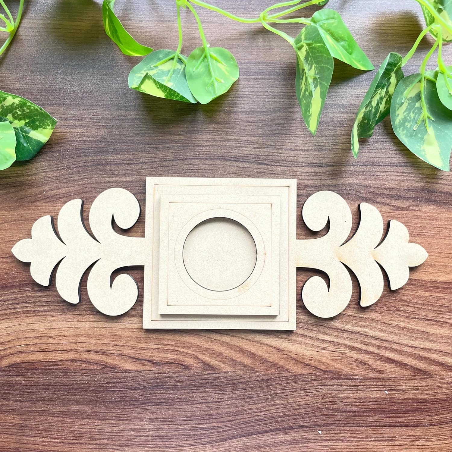 2 Pcs Wooden MDF Tea Light Holder 6x6 Inch – 3 Layered Nested Mandala Design Candle Holder for Diwali, Pooja, Home Decor