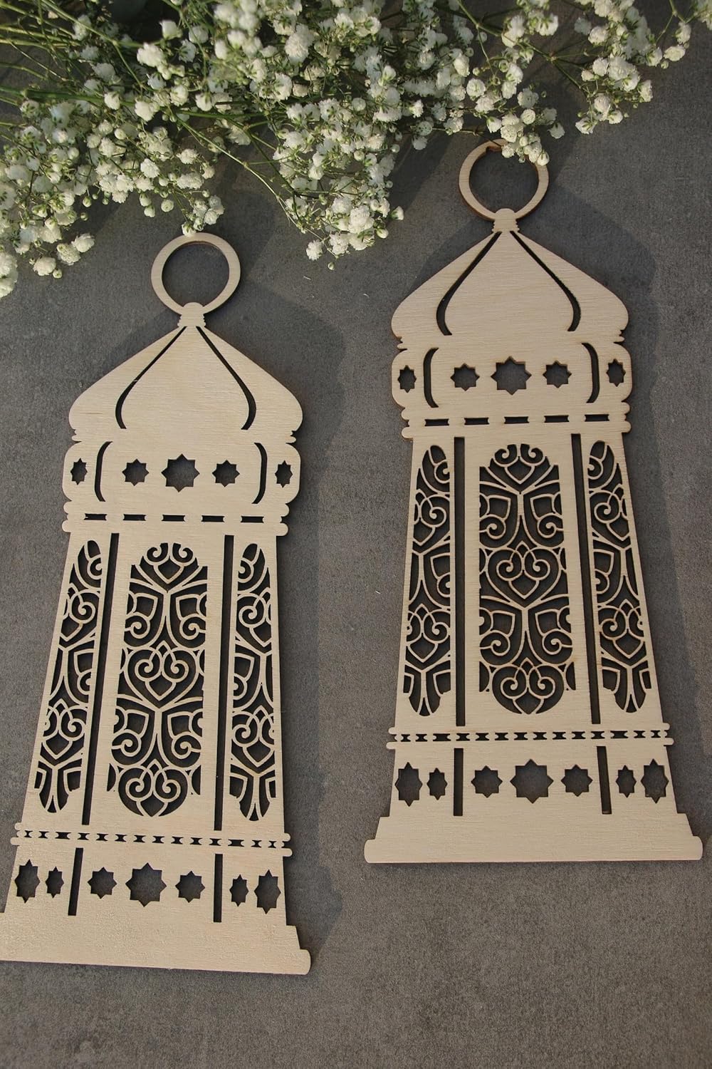 Ramadan Mubarak Wooden Lantern | Islamic Wood Lantern for Home Decor | Ramadan Lamp Wall & Table Decor