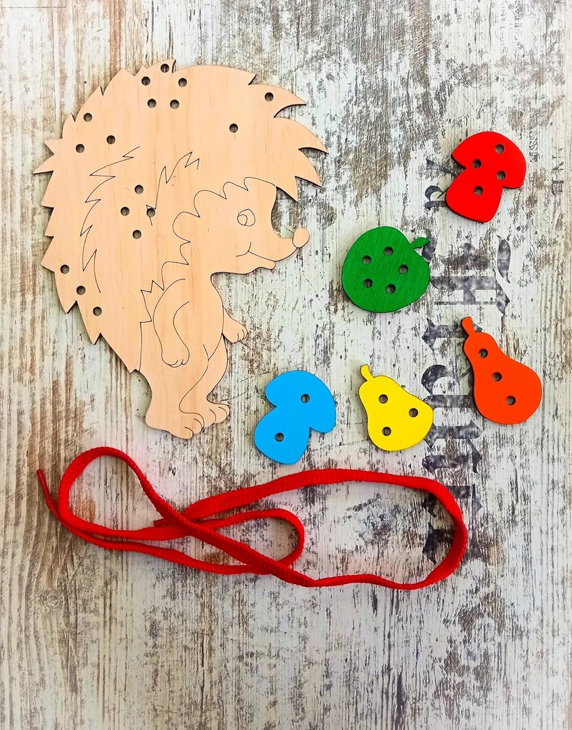 3 Pcs Wooden Hedgehog Lacing Toy for Kids | Montessori Threading Board | Fine Motor Skills Learning Toy