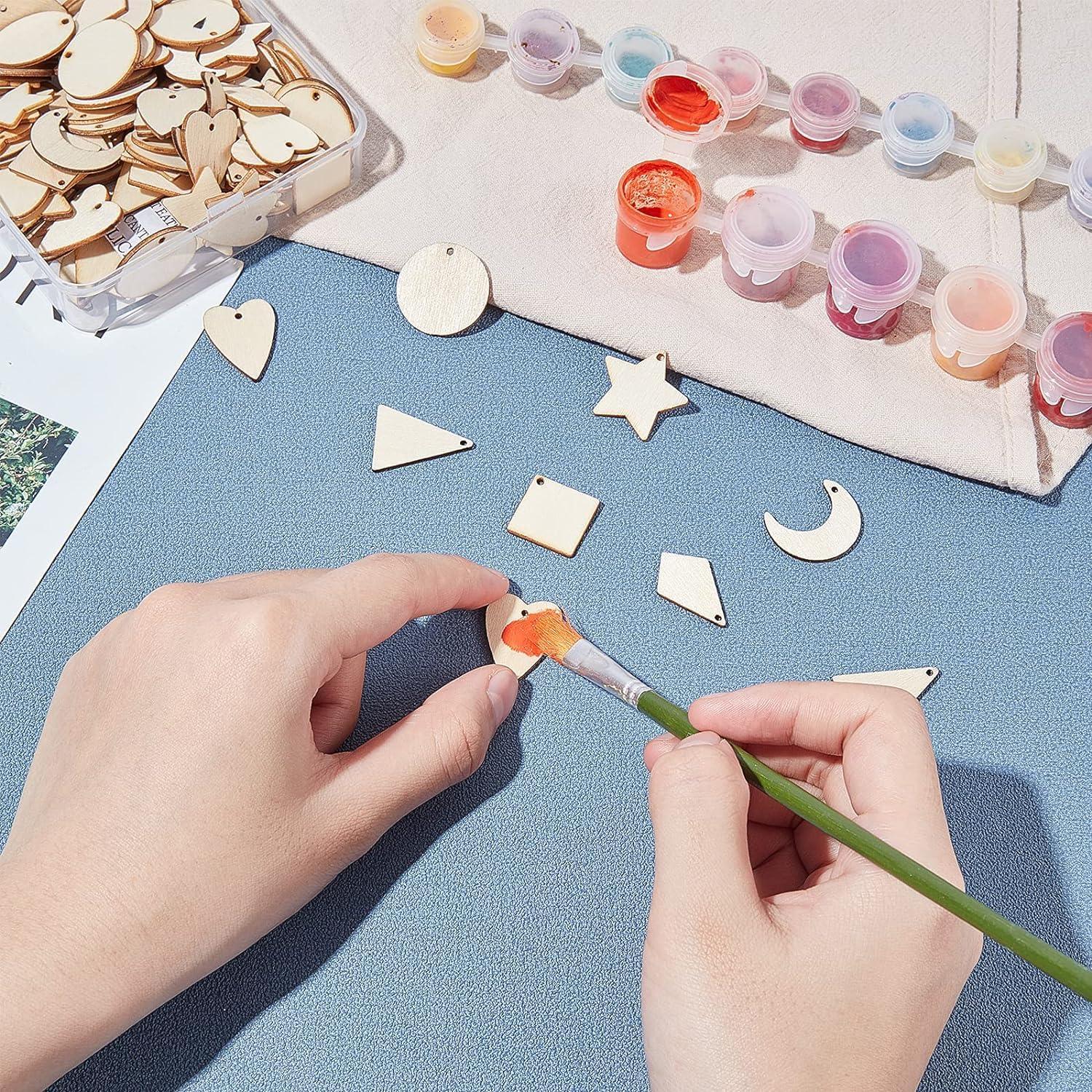 Haoser 8 Styles Wood Blank Earrings Kit-Unfinished Blank Wooden Earrings for Women Jewelry Making and DIY Crafts -Pack of 80 Wood Pendants Mix Shapes for Earring Necklace Jewelry DIY Craft Making - Haoser
