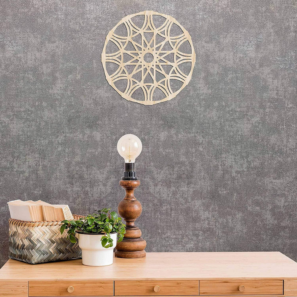 Haoser 30 cm birch plywood mandala wall art, Design 15, for indoor wall decor