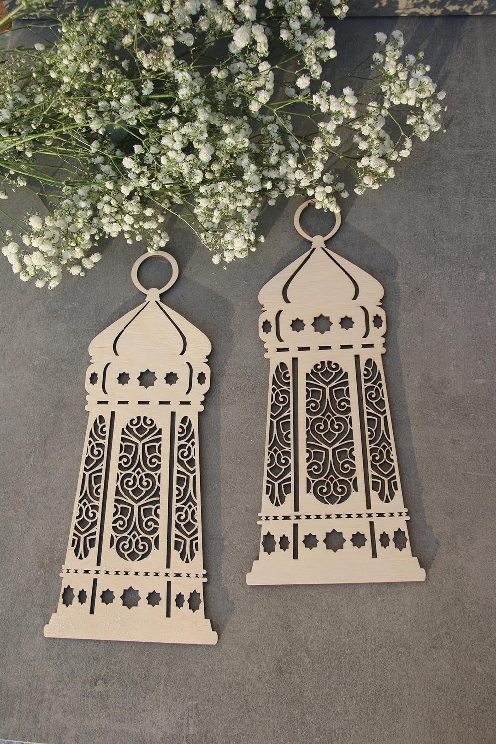 Ramadan Mubarak Wooden Lantern | Islamic Wood Lantern for Home Decor | Ramadan Lamp Wall & Table Decor