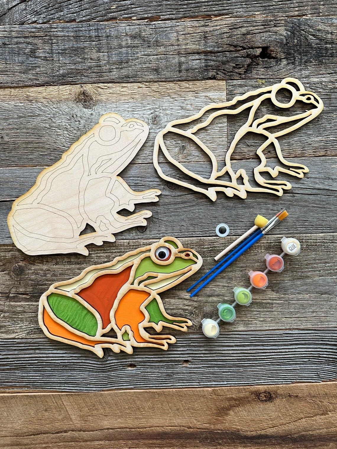 Haoser Kid's Stocking Stuffer Party Favor Frog Painting kit, Small Kids Painting Kit, Party Craft for Everyone, DIY for Kids and Teens,Return Gift Painting kit Set of 4 - Haoser