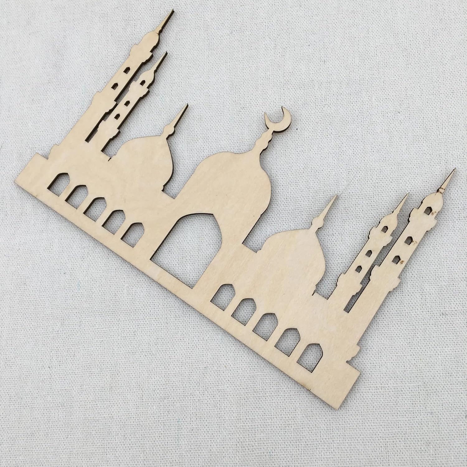 Curious Button Set of 1 Ramadan Mubarak sign, Sign, Ramadan wall sign, laser cut wooden Mosque model for Islamic Prayer Decor.