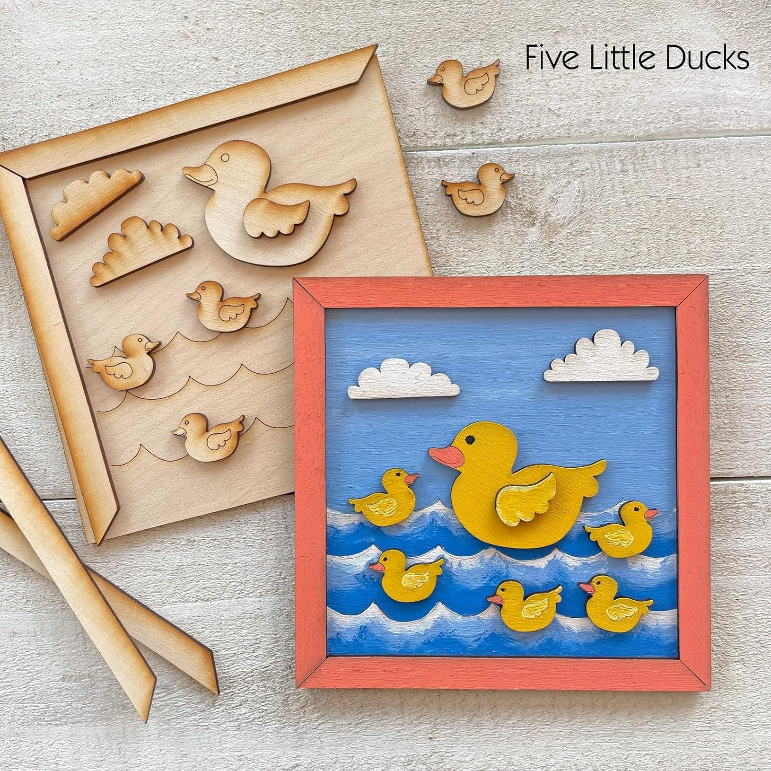 Wooden Painting Craft Kit for Kids | Unfinished Wooden Art Base for DIY Coloring & Craf