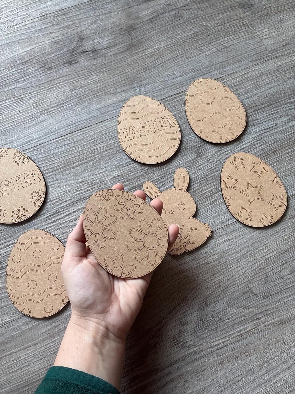 Pack of 8 Wooden Easter Paint Kit | 4 Inch MDF Eggs & Bunny DIY Craft Set
