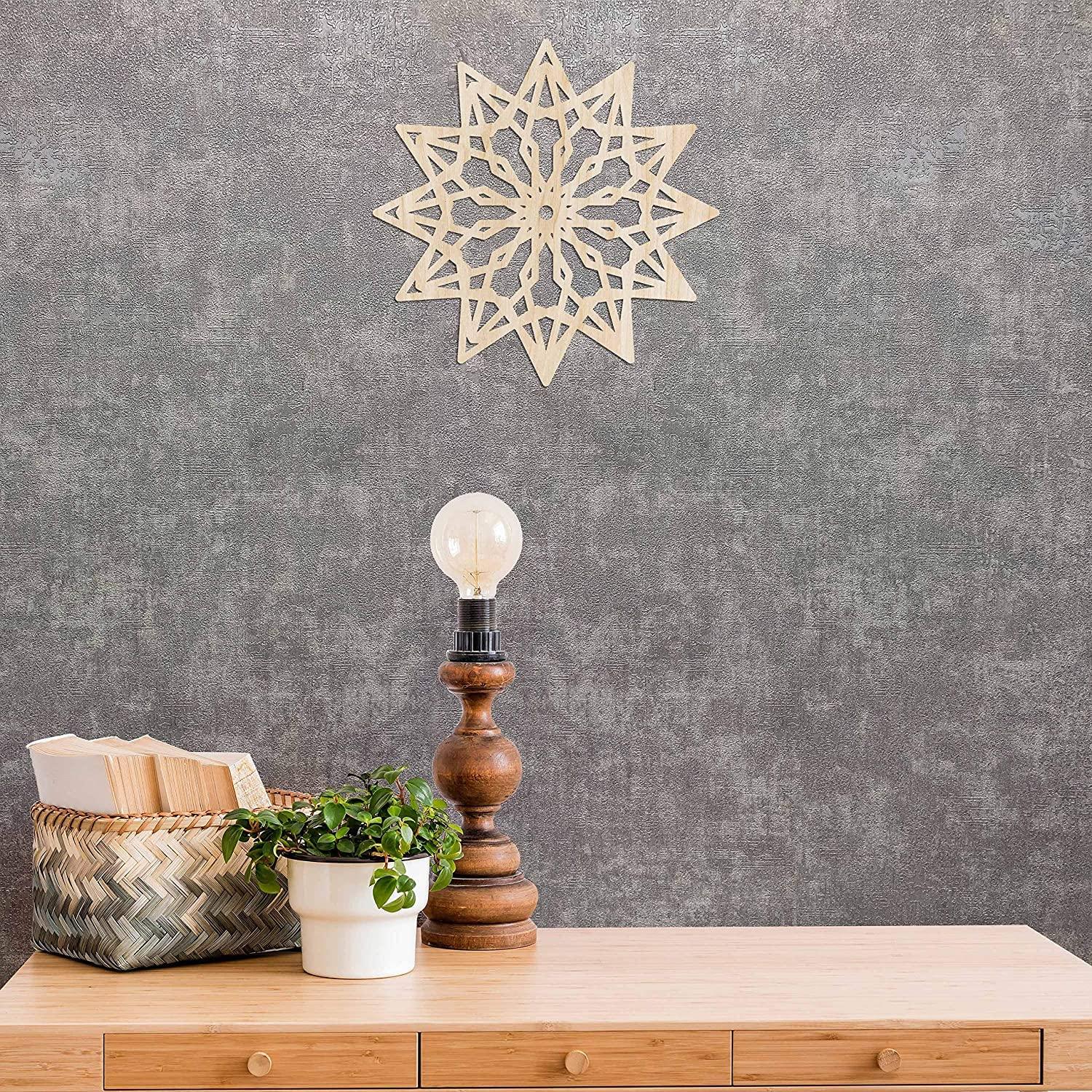 Haoser Mandala Wooden Wall Art, Whirl Look Lattice Abstarct Geometric, Birch Wood Plywood Rustic Wall Art Accent for Hallway Bedroom Living Room Cafes and Offices (Mandala Design-27_30CM) - Haoser