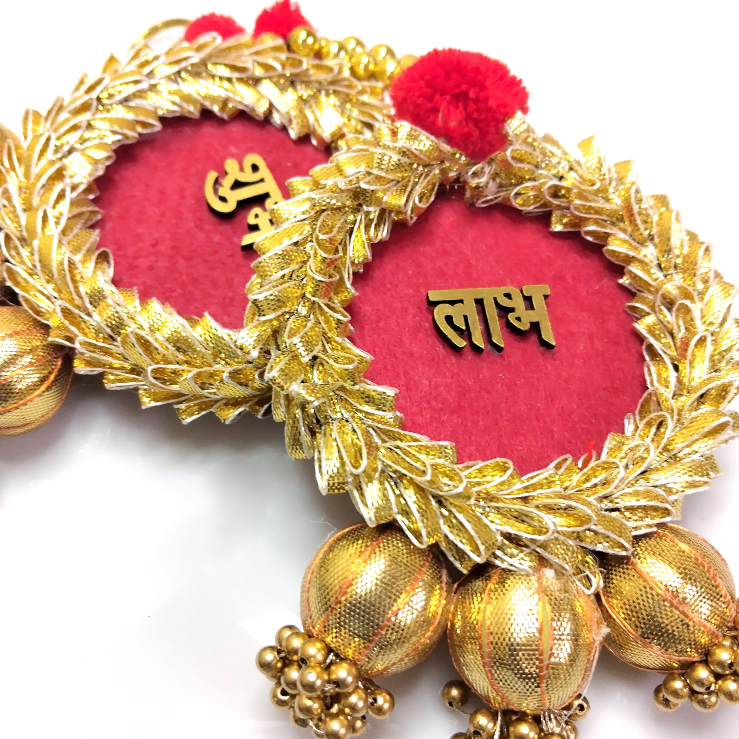 Haoser shubh labh for Door Entrance (1 Pair), (RED-SHUBH lABH)