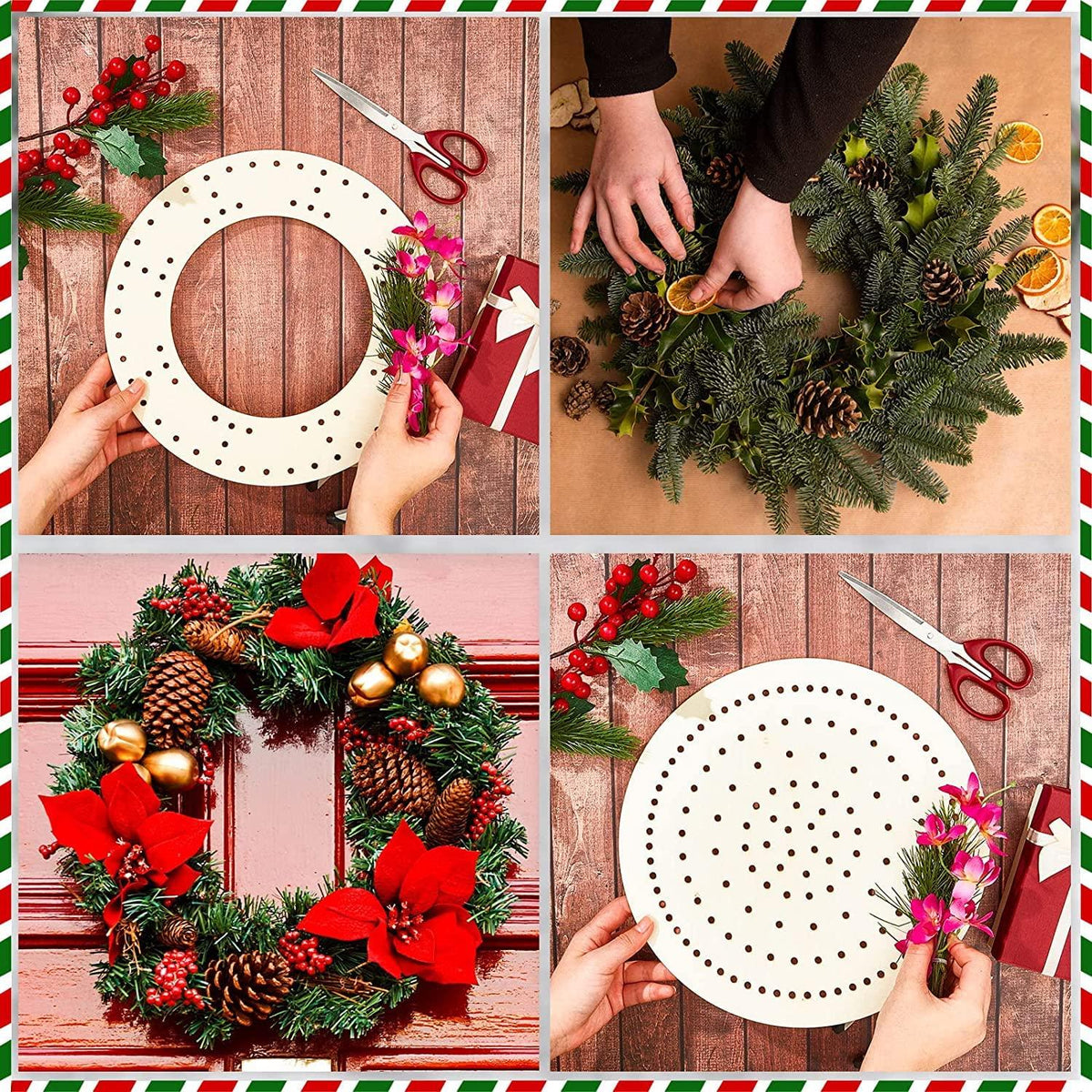 Haoser Pack of 4 pcs Wooden Floral Craft Rings, Wooden Floral Wreath Rings for Making Wedding Wreath D?cor and Wall Hanging Craft Wreath Frames for Crafts, (Inner 6.5 x Outer 8.5IN) - Haoser