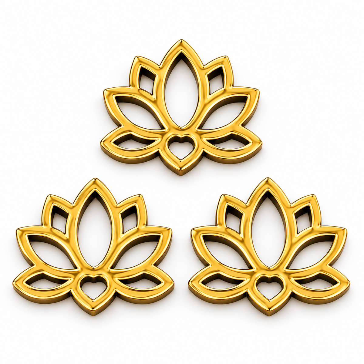 Haoser Golden Acrylic Lotus Cutouts, Self Adhesive Lotus Shape for DIY Crafts, Diwali, Pooja, Gift & Festive Decoration, Pack of 10