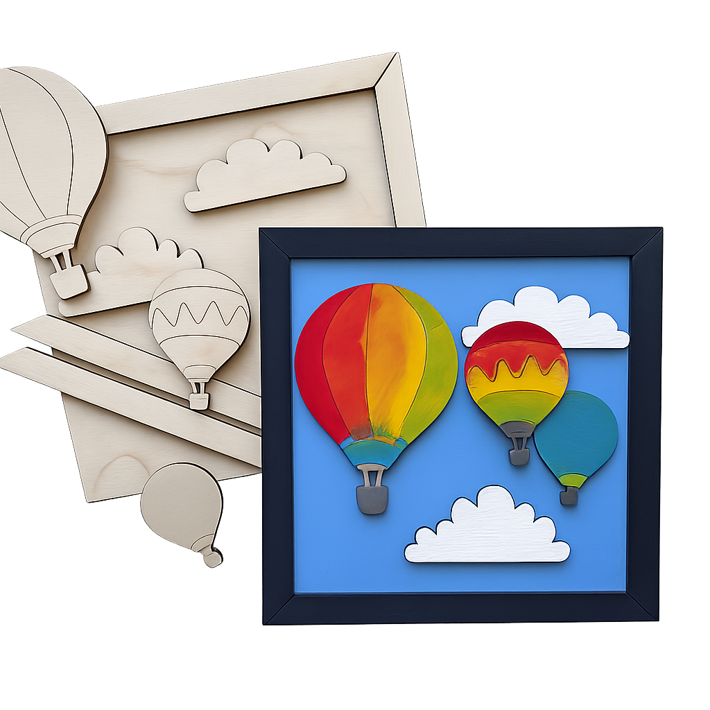 Wooden Painting Craft Kit for Kids | Unfinished Wooden Art Base for DIY Coloring & Craf