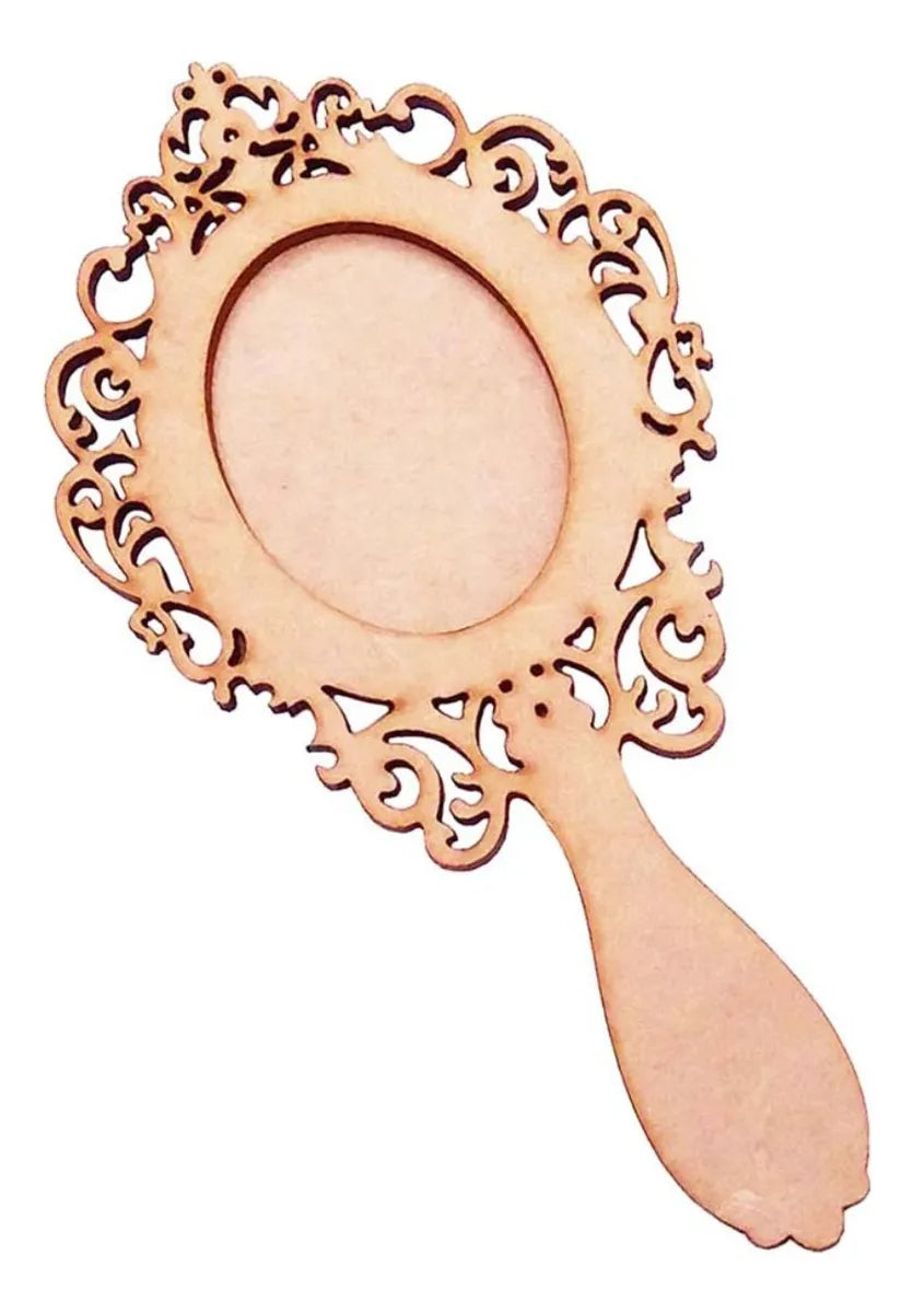 Pack of 6 Wooden MDF Hand Mirror Craft Shapes | Princess Mirror Cutout | DIY Craft Base | Wooden Blank for Art & Decoration | Size 15 cm