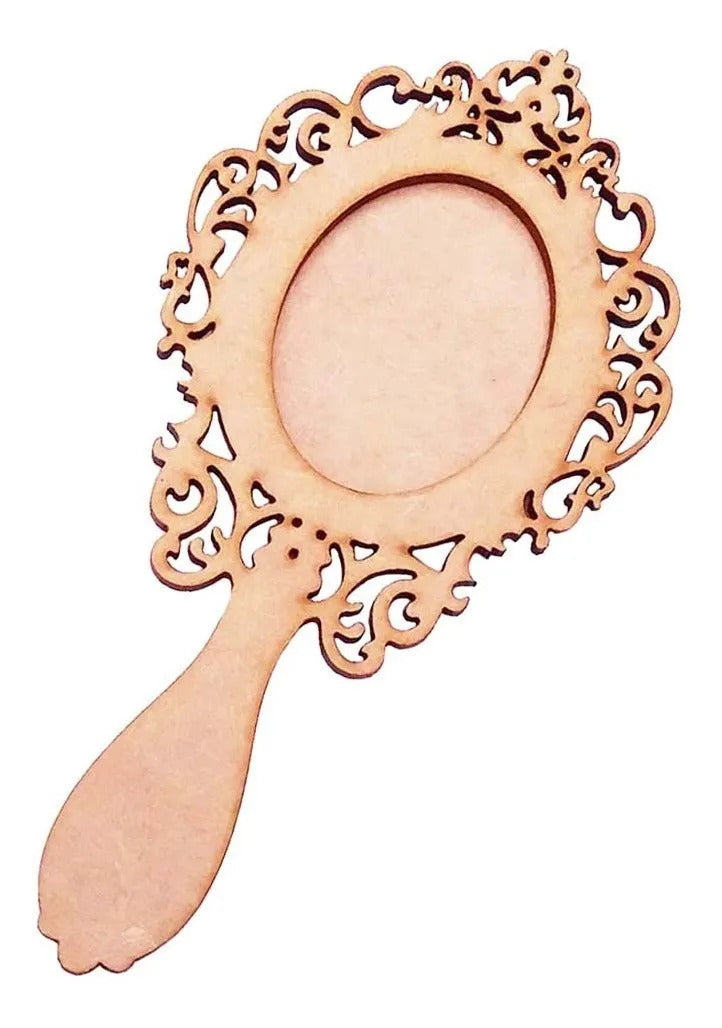 Pack of 6 Wooden MDF Hand Mirror Craft Shapes | Princess Mirror Cutout | DIY Craft Base | Wooden Blank for Art & Decoration | Size 15 cm