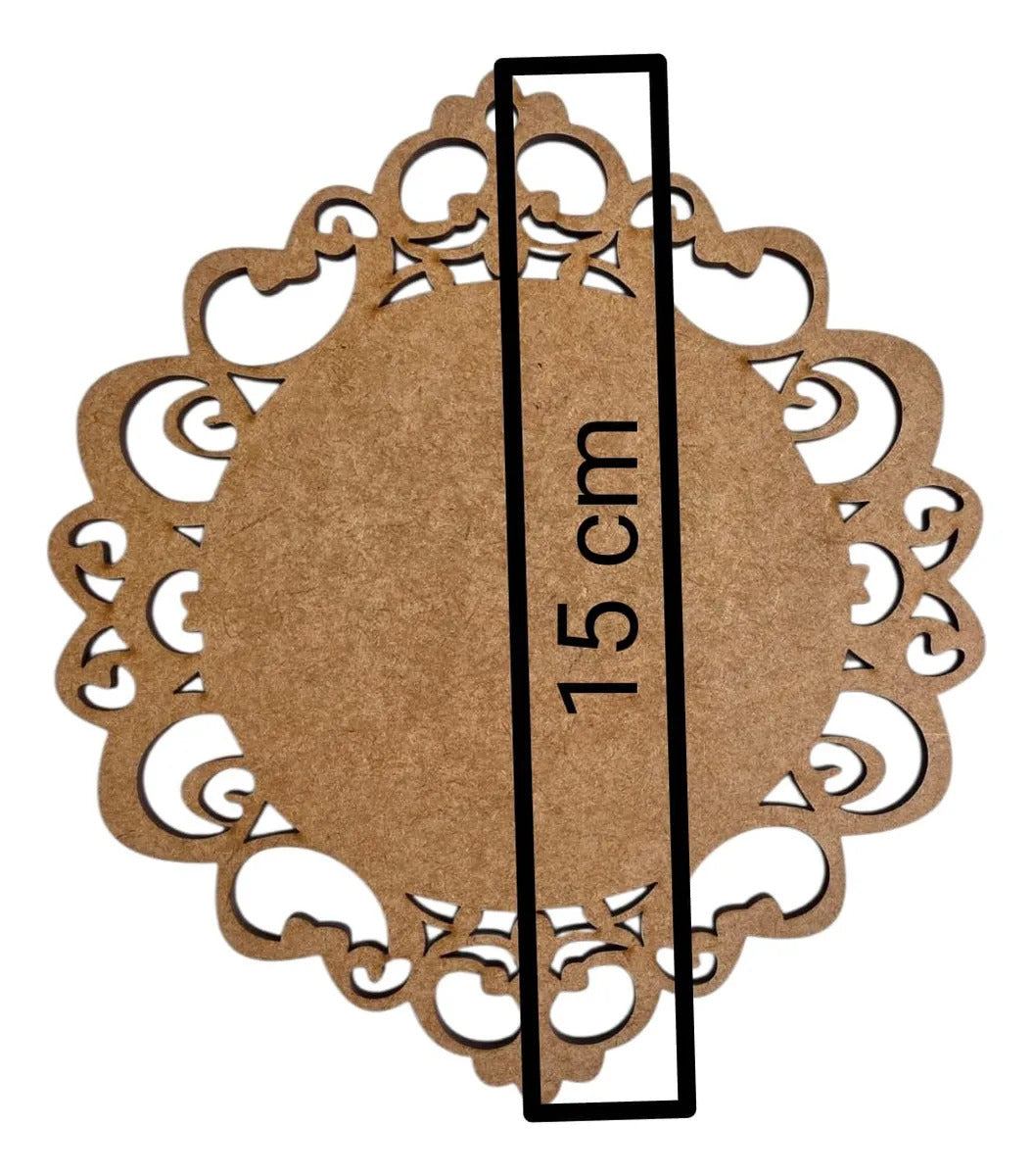 Wooden MDF Mandala Escapulário Cutouts | Pack of 6 Ornate Round MDF Craft Shapes | DIY Craft Base for Painting, Mandala Art & Home Decoration | Size 15x13 cm