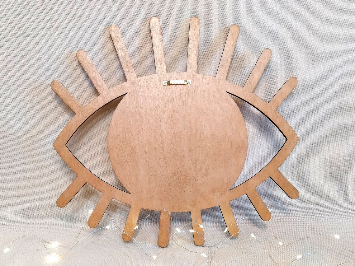 Wooden Evil Eye Wall Mirror | Boho All Seeing Eye Home Decor | Evil Eye Wooden Wall Art Mirror for Living Room & Bedroom | 12 x 12.8 Inch