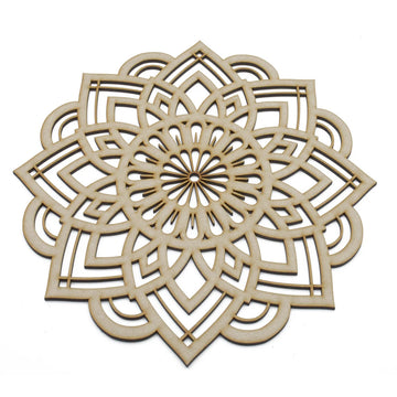 Wooden MDF Mandala Wall Art | Lotus Mandala Wooden Wall Hanging | Yoga & Meditation Room Decor | Lotus Boho Home Décor | 12 Inch,