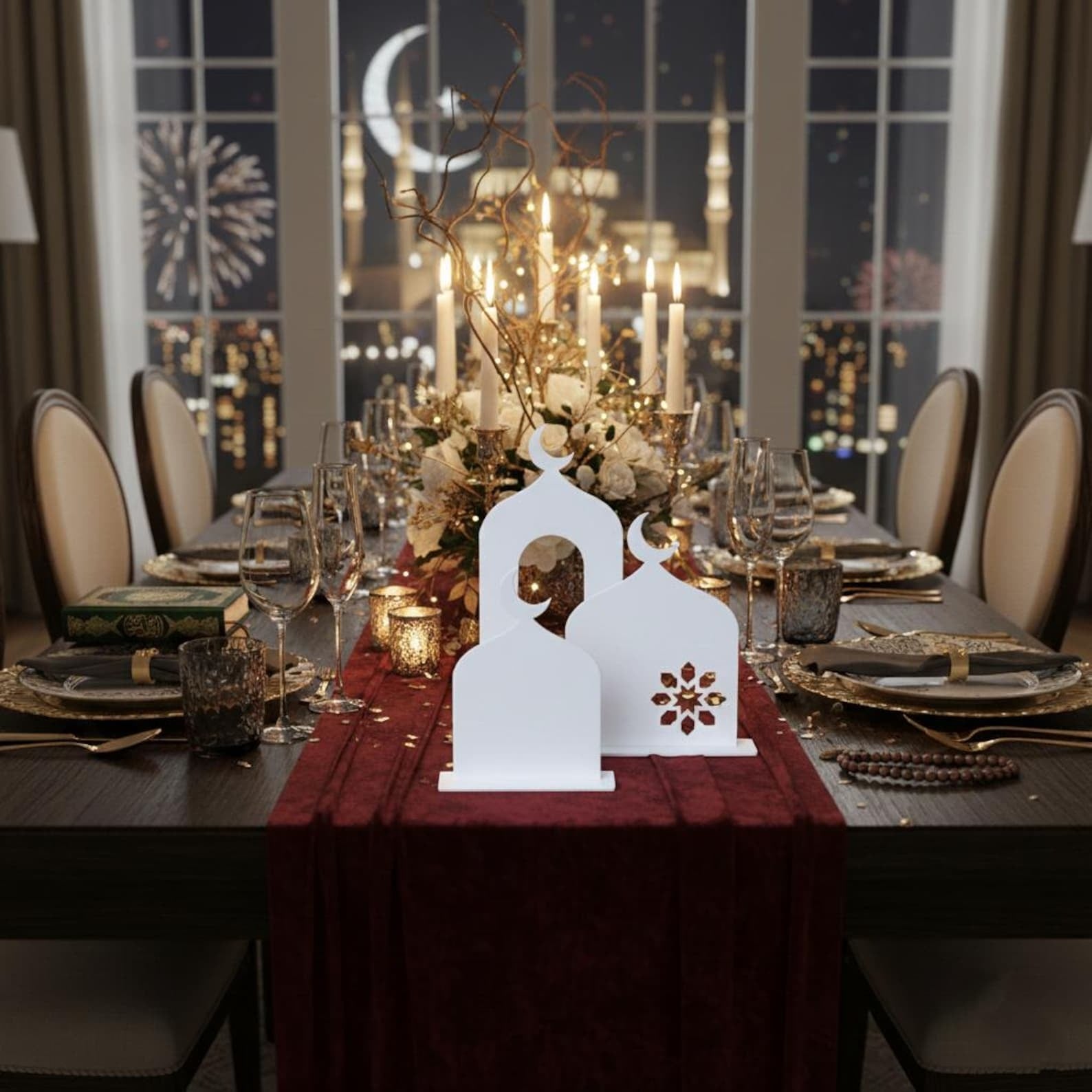 Ramadan Minaret Decor | Islamic Decor for Home Ramadan Eid Mubarak Decoration | Tabletop Mosque Minar