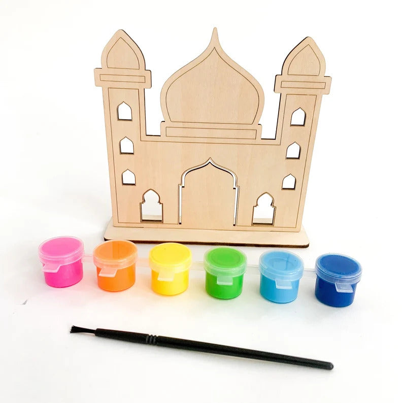 Pack of 5 Paint Your own masjid DIY Wood Ramadan eid Activity Pine MDF Ramadan eid Decor Islamic | Ramadan Decor itmas | Ramadan Decoration Ornament | 5.5 inch