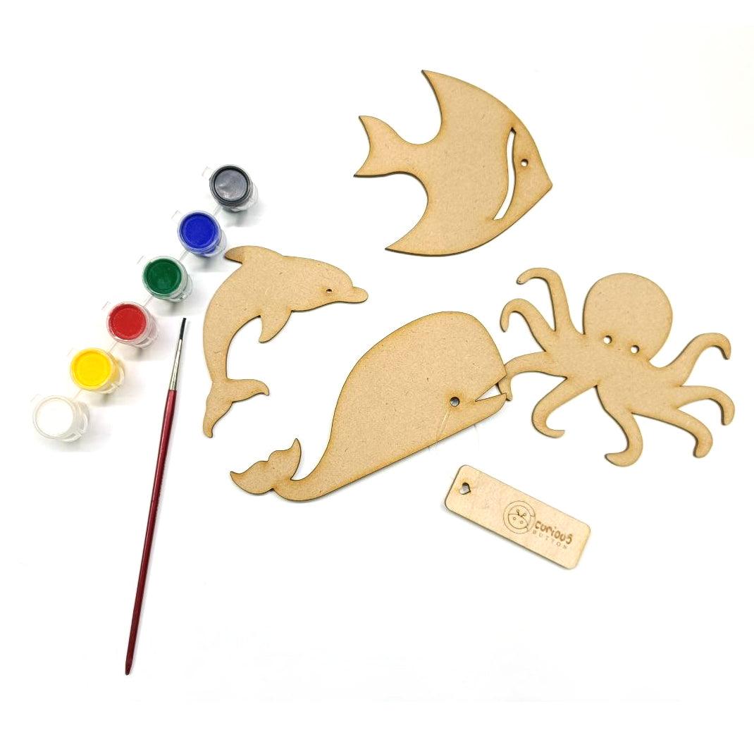 Sea creature colouring kit includes water colours and brush - Haoser