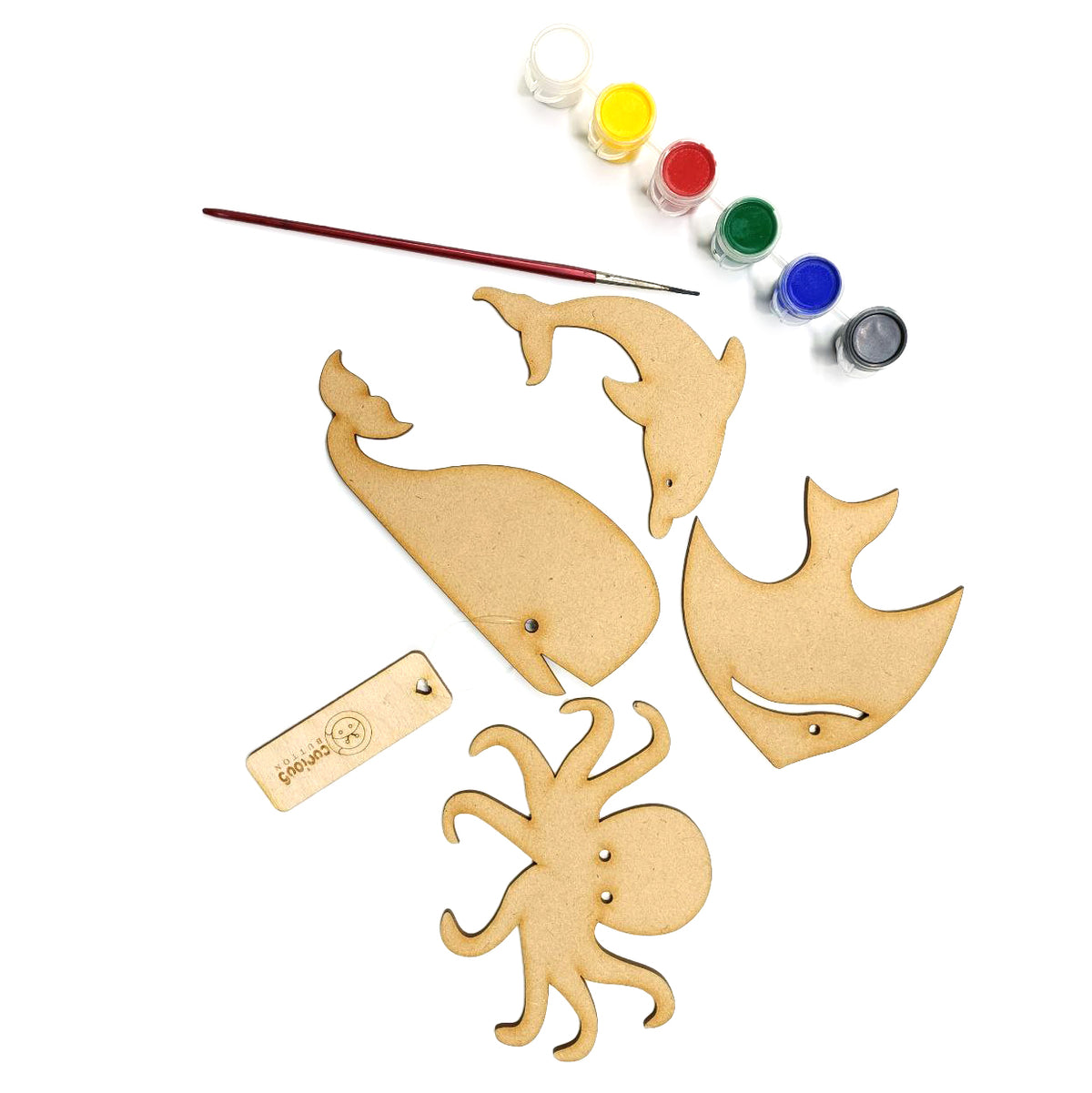 Sea creature colouring kit includes water colours and brush - Haoser