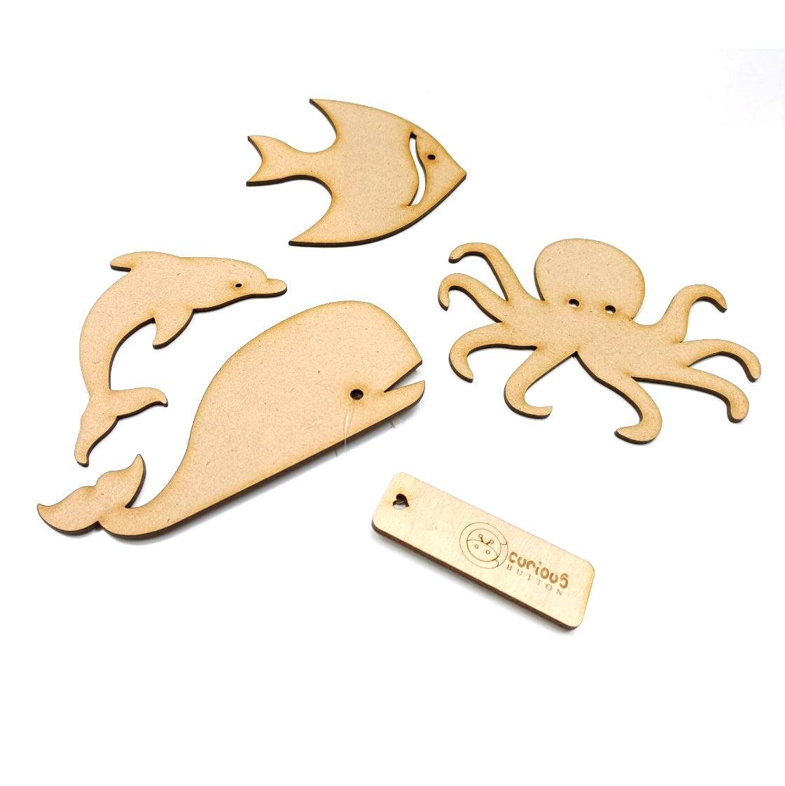 Sea creature colouring kit includes water colours and brush - Haoser