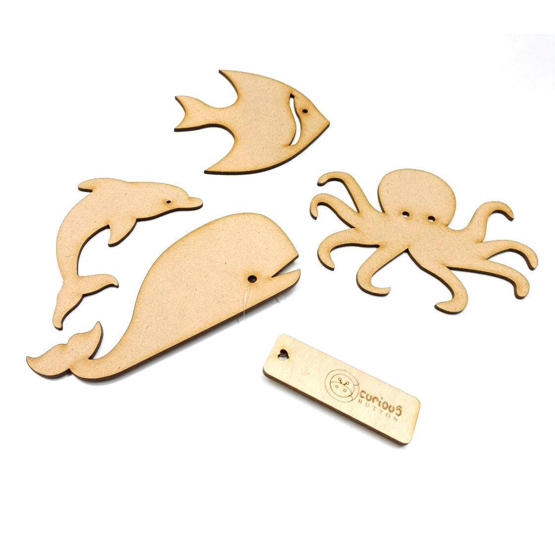 Sea creature colouring kit includes water colours and brush - Haoser