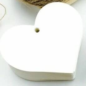 100 White Paper Tags Heart Shaped Blank Kraft Paper Tags 6 X 6 cms - Haoser