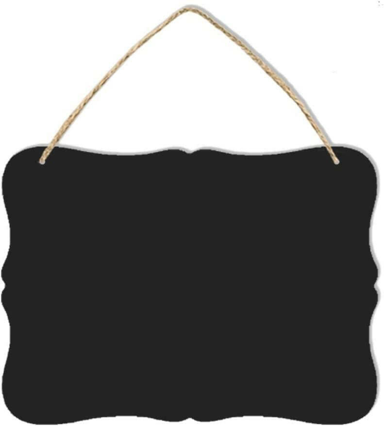 Haoser 5 Pack Wooden Hanging Chalkboard Signs,Memo Message Sign, Vintage Erasable Message Board Sign with Hanging String for Wedding Kitchen Home Party Decoration - Haoser