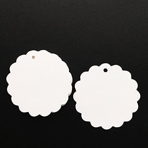 Scalloped Shaped Kraft Plain Paper Tags with Jute Twine, Perfect for Arts and Crafts, DIY, Wedding Party Favor - (Pack of 200) - Haoser